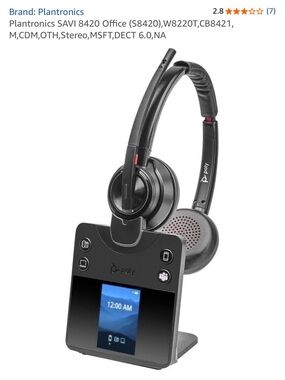 Poly/Plantronics Office Wireless Headset with Charging Base - Black